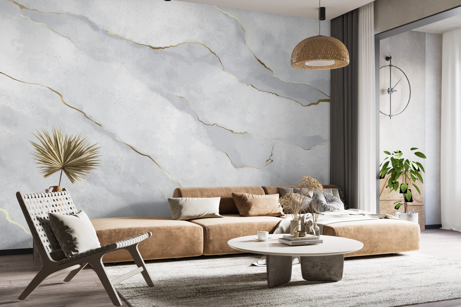 Fototapet marmură aurie cu nuanțe deschise