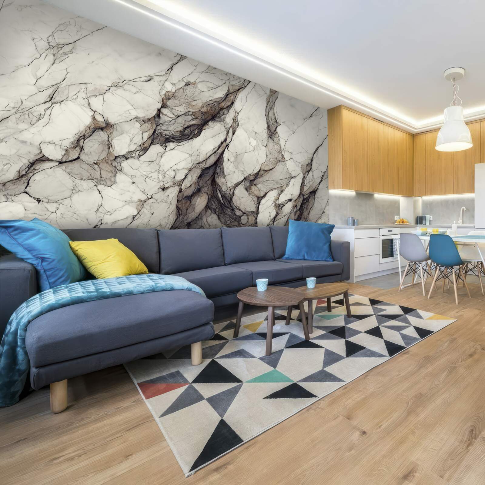 Fototapet marmură albă cu separatoare gri