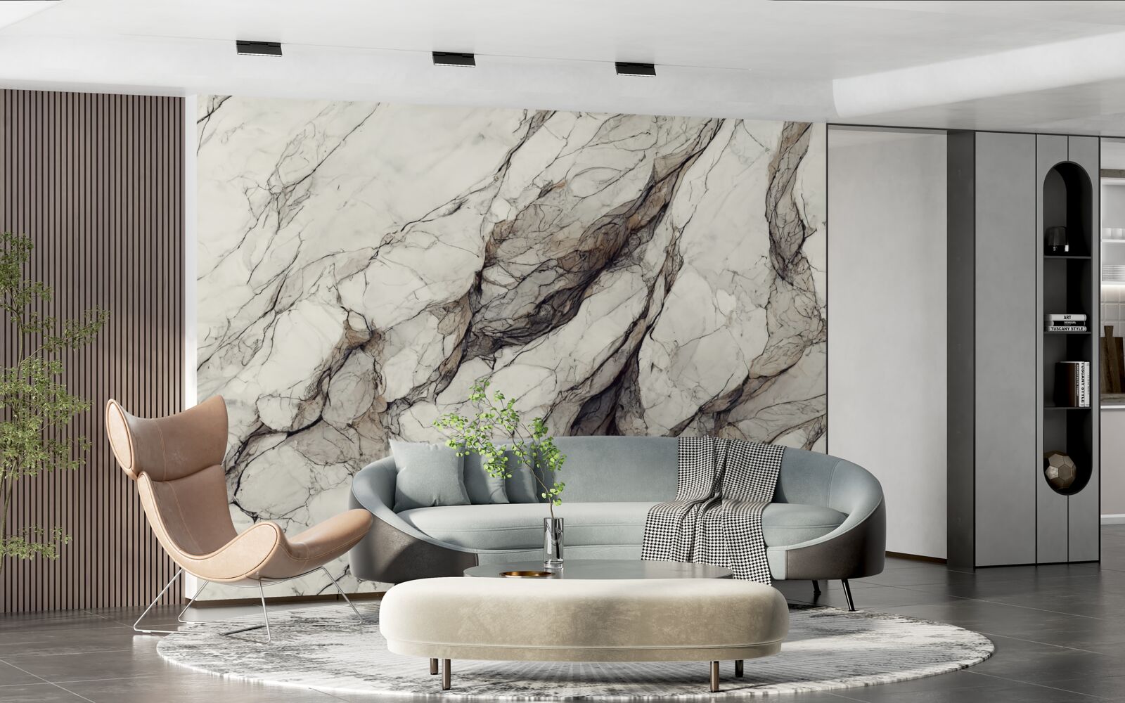 Fototapet marmură albă cu separatoare gri