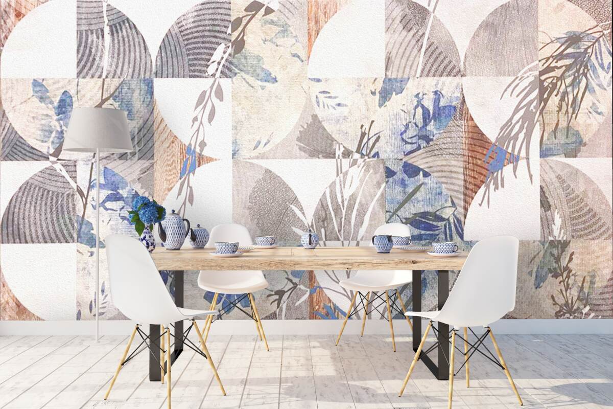 Fototapet fundal abstract cu printuri de frunze de toamnă