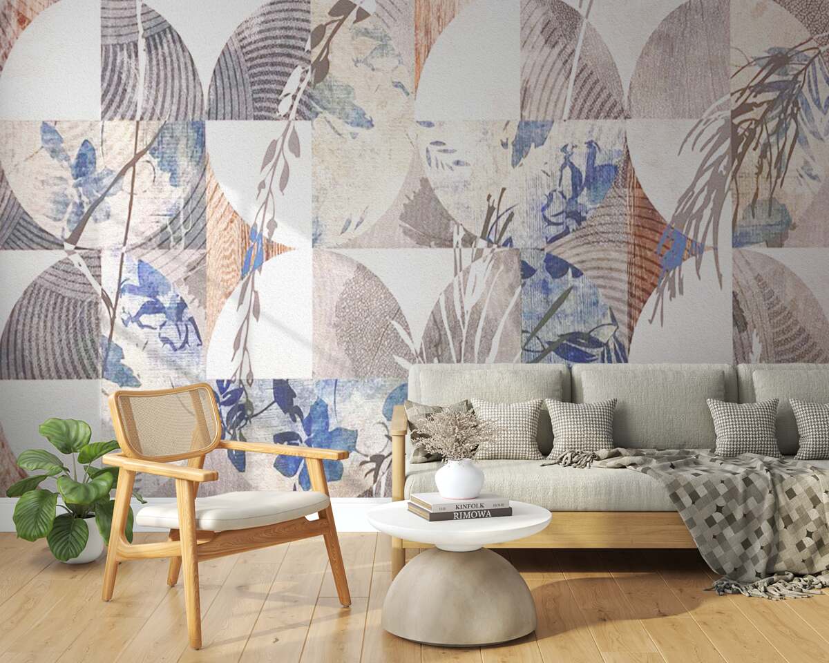 Fototapet fundal abstract cu printuri de frunze de toamnă