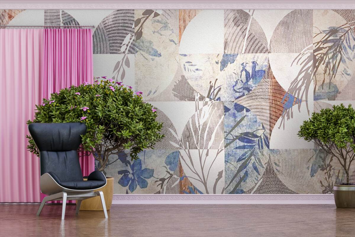 Fototapet fundal abstract cu printuri de frunze de toamnă