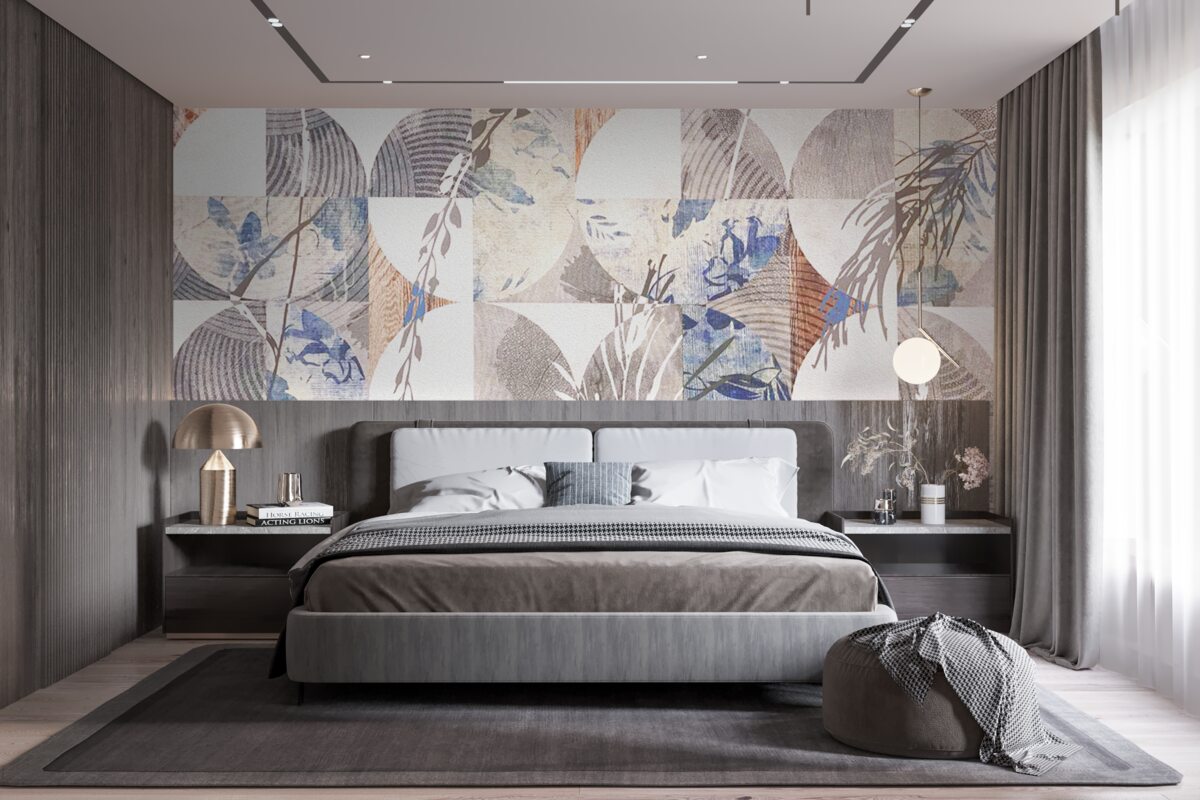 Fototapet fundal abstract cu printuri de frunze de toamnă