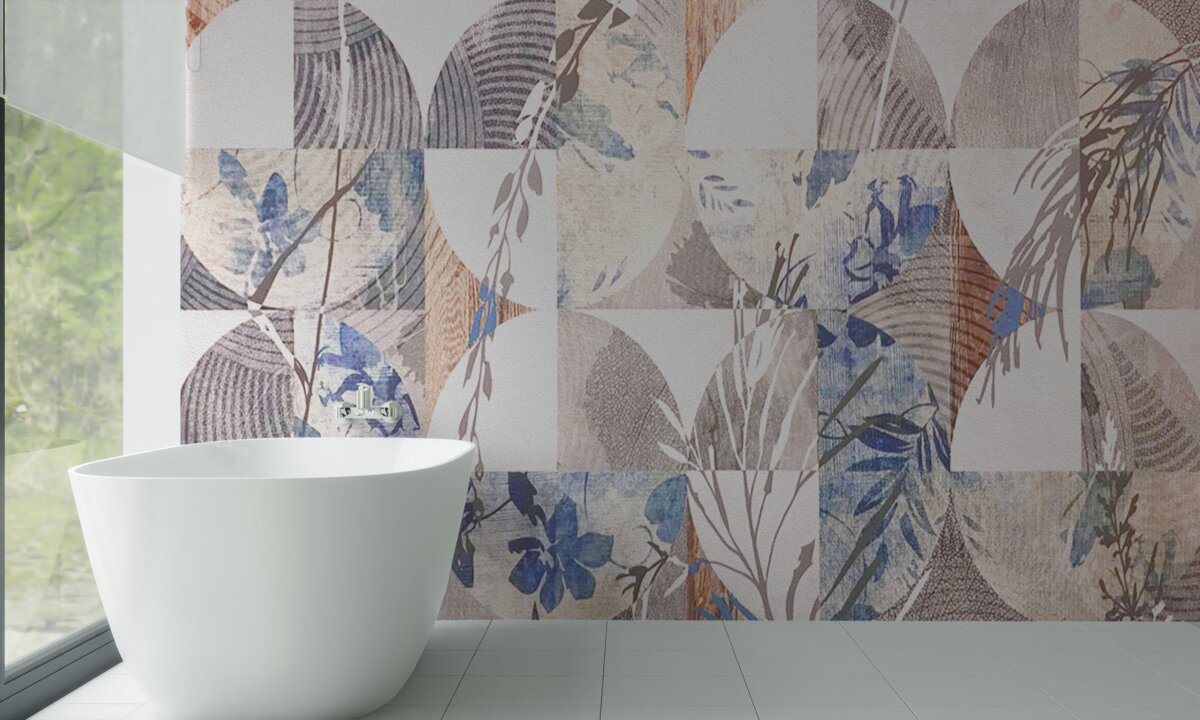 Fototapet fundal abstract cu printuri de frunze de toamnă