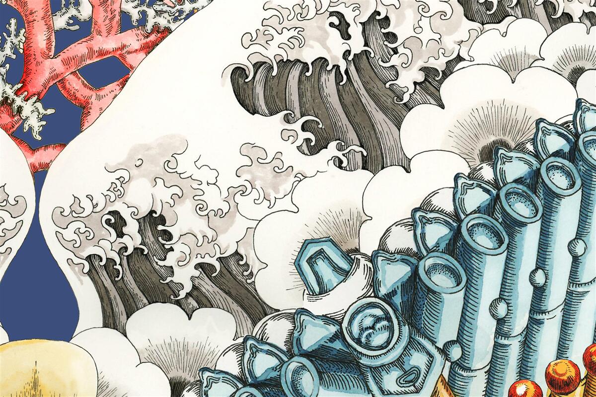 Fototapet abstracția pietrelor fuzionează cu valurile