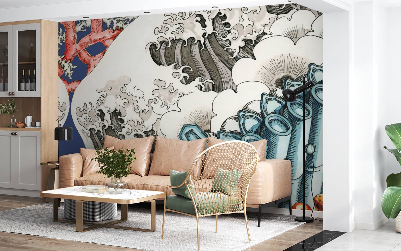 Fototapet abstracția pietrelor fuzionează cu valurile