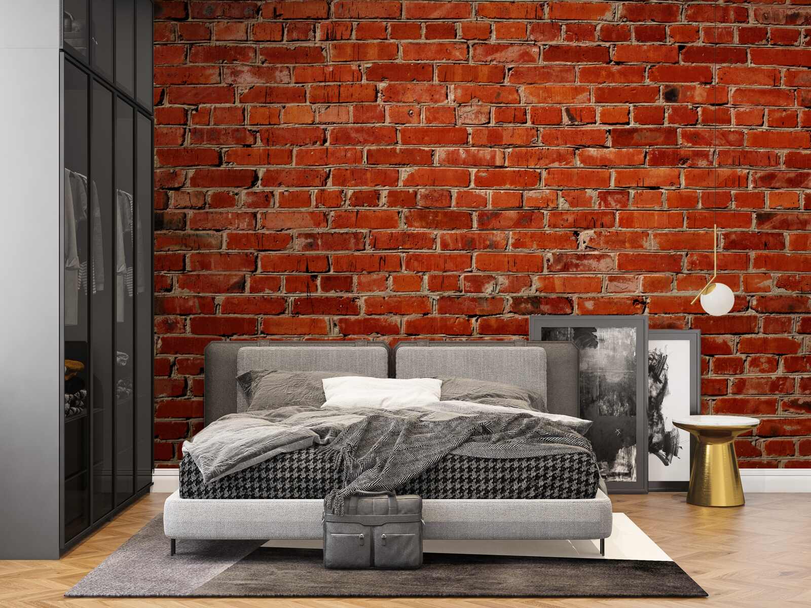 Fototapet Perete vopsit într-un roșu intens, care amintește de cărămida întunecată