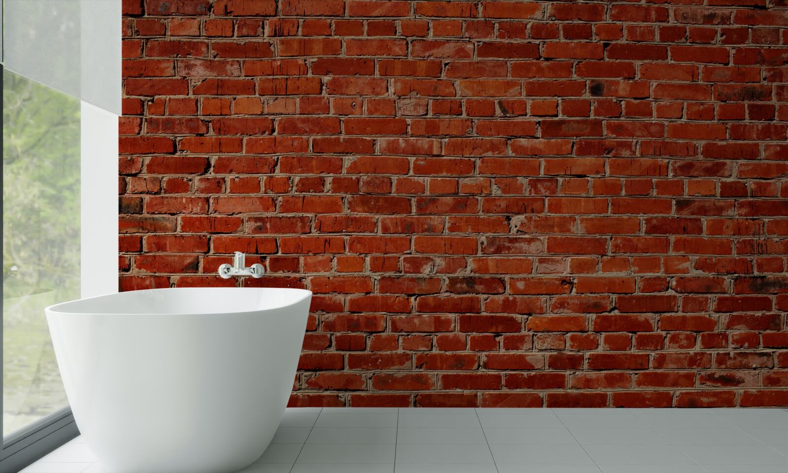 Fototapet Perete vopsit într-un roșu intens, care amintește de cărămida întunecată