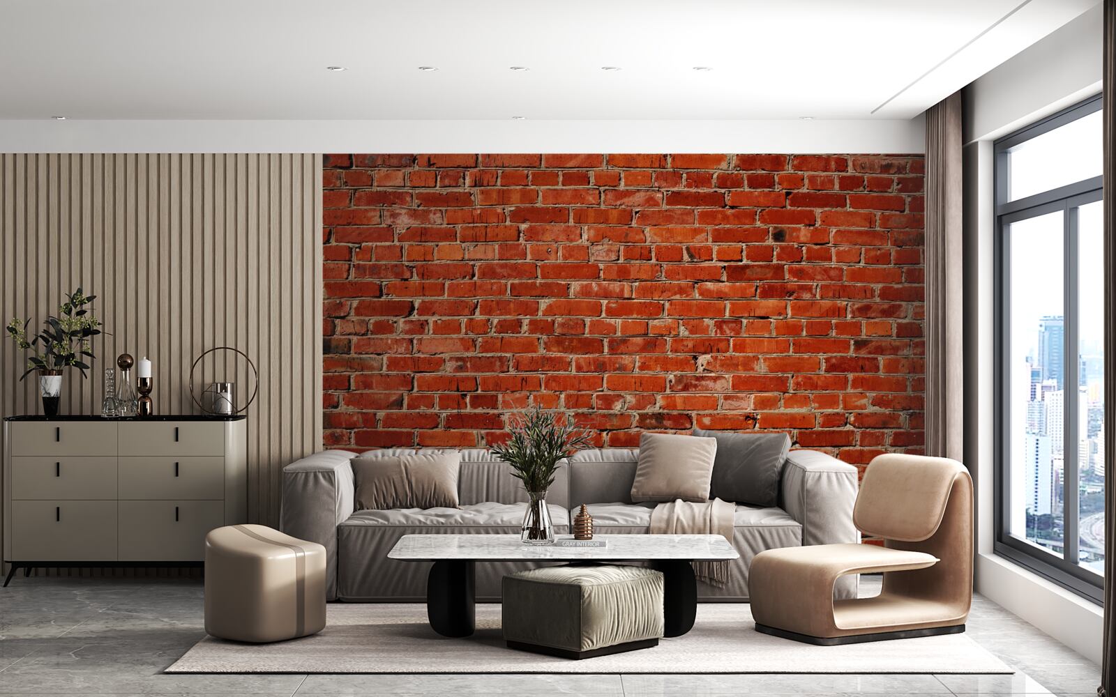 Fototapet Perete vopsit într-un roșu intens, care amintește de cărămida întunecată