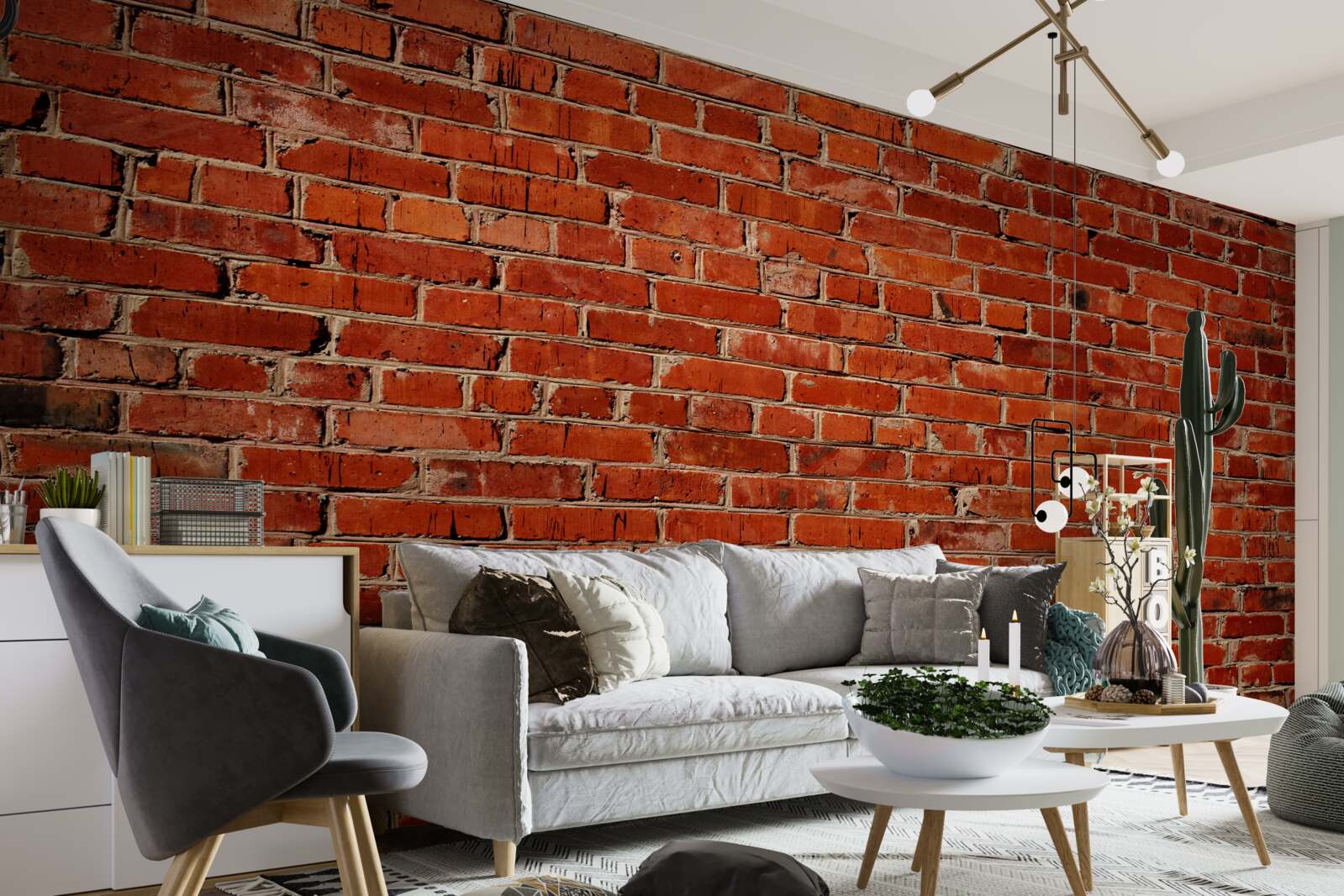 Fototapet Perete vopsit într-un roșu intens, care amintește de cărămida întunecată