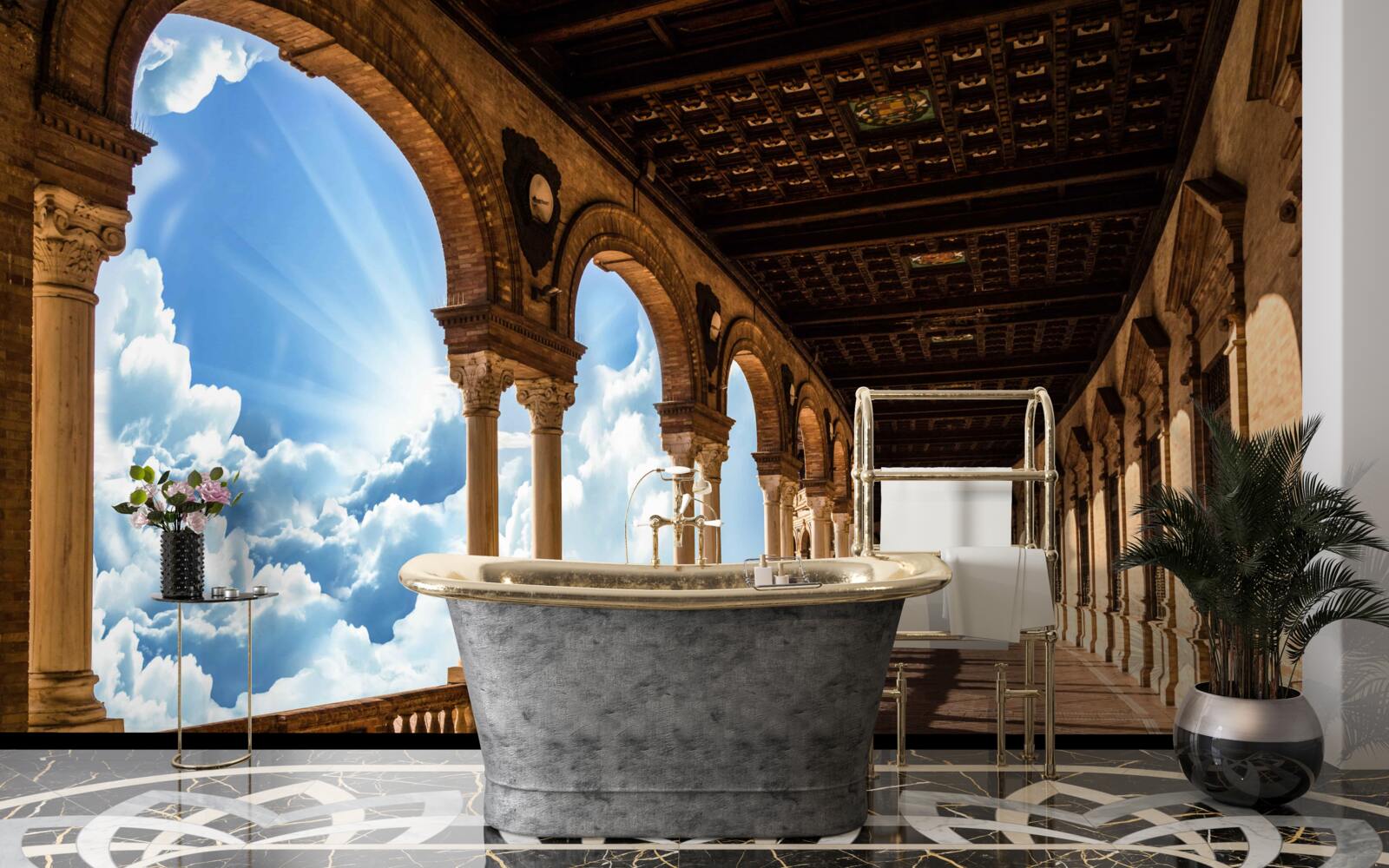 Fototapet rând de coloane infinit de înalte