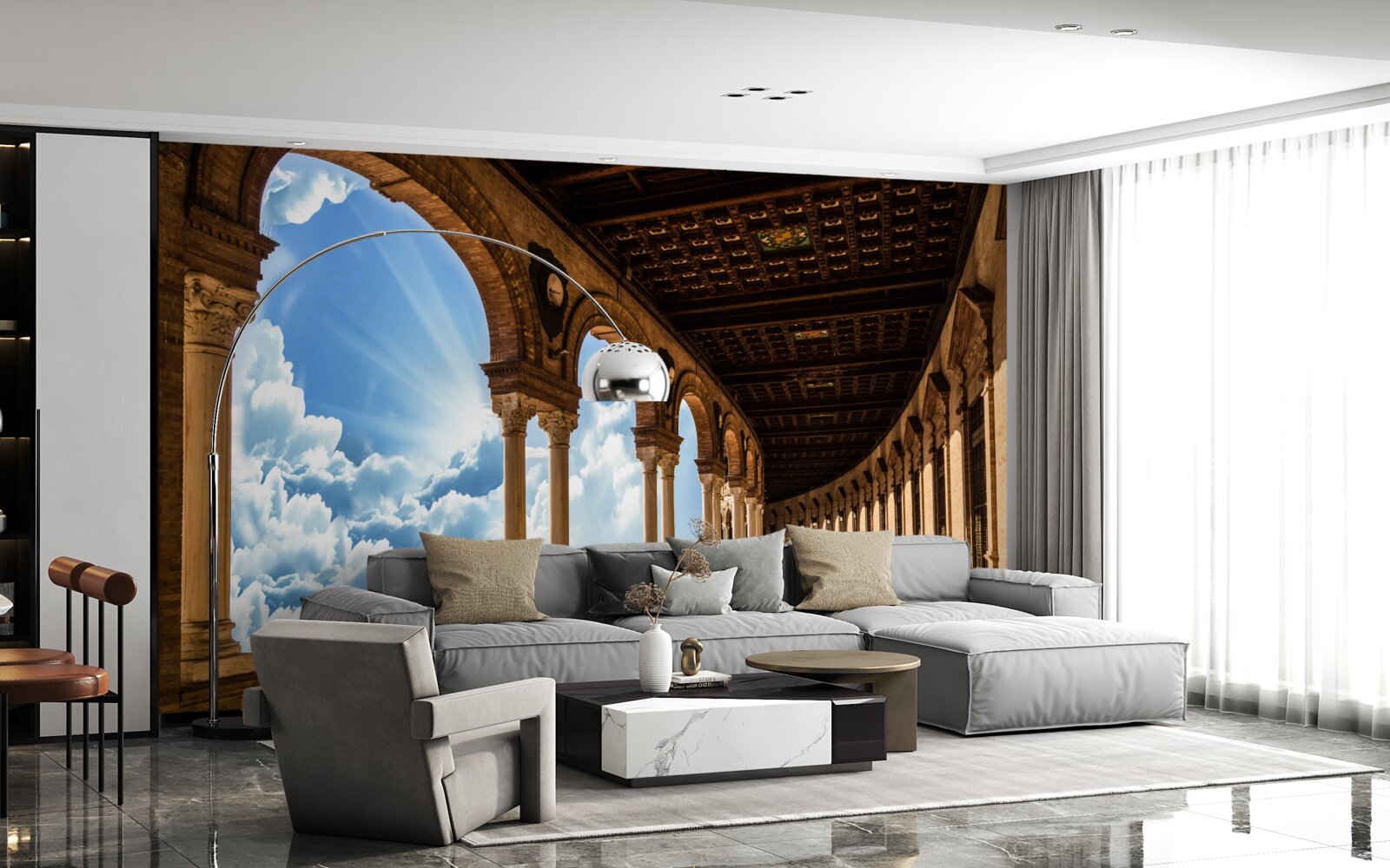 Fototapet rând de coloane infinit de înalte