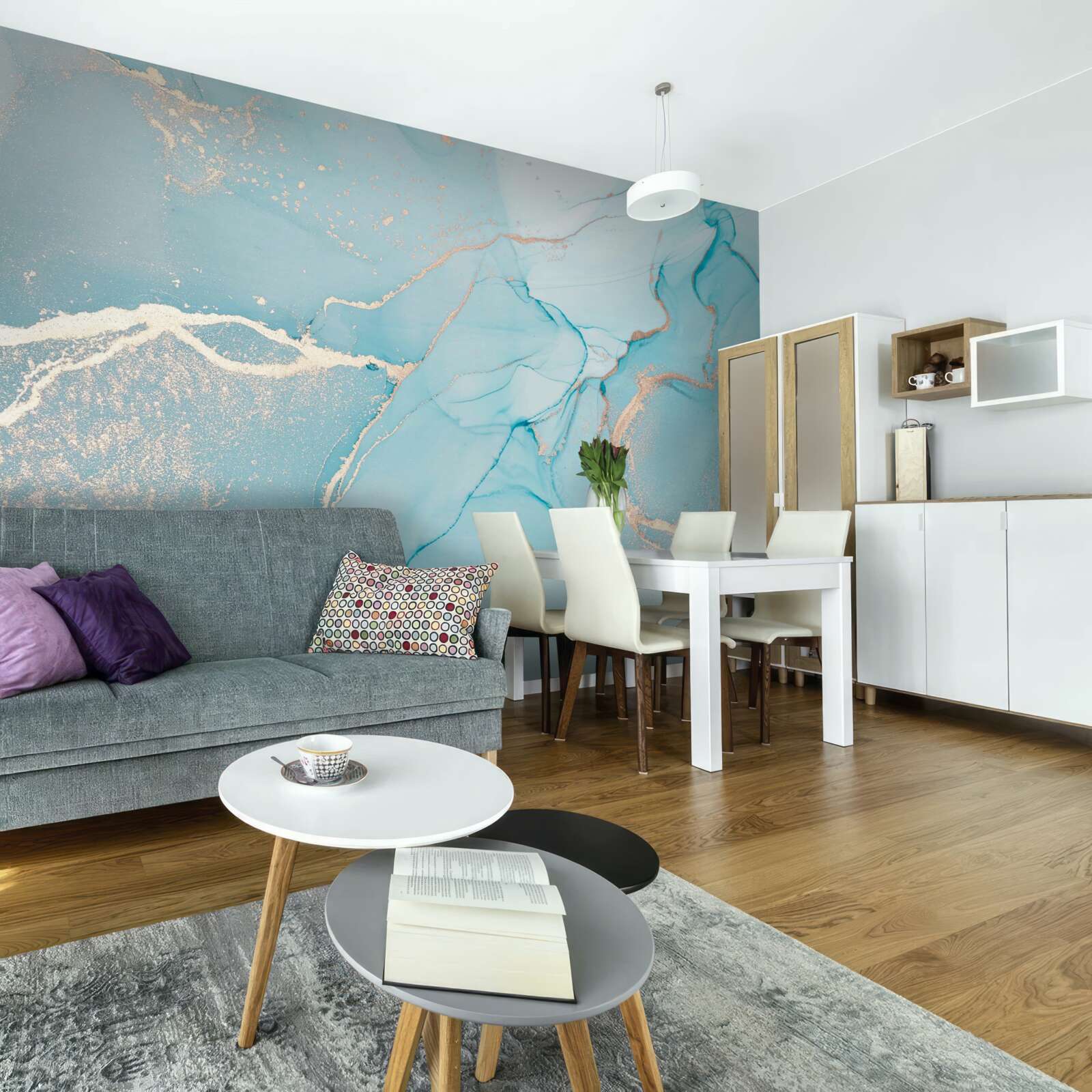 Fototapet marmură în nuanțe de albastru și turcoaz