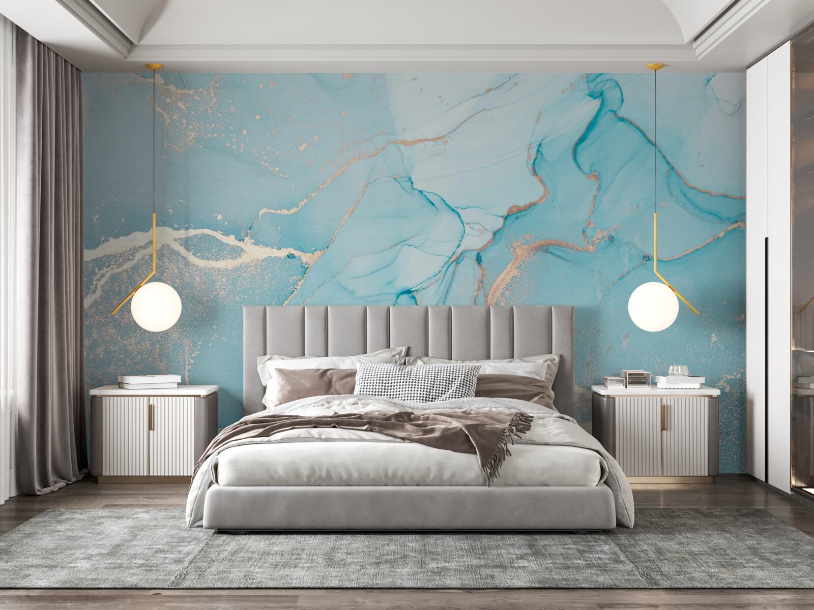 Fototapet marmură în nuanțe de albastru și turcoaz