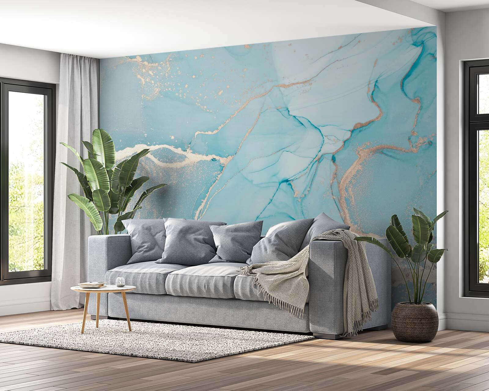 Fototapet marmură în nuanțe de albastru și turcoaz