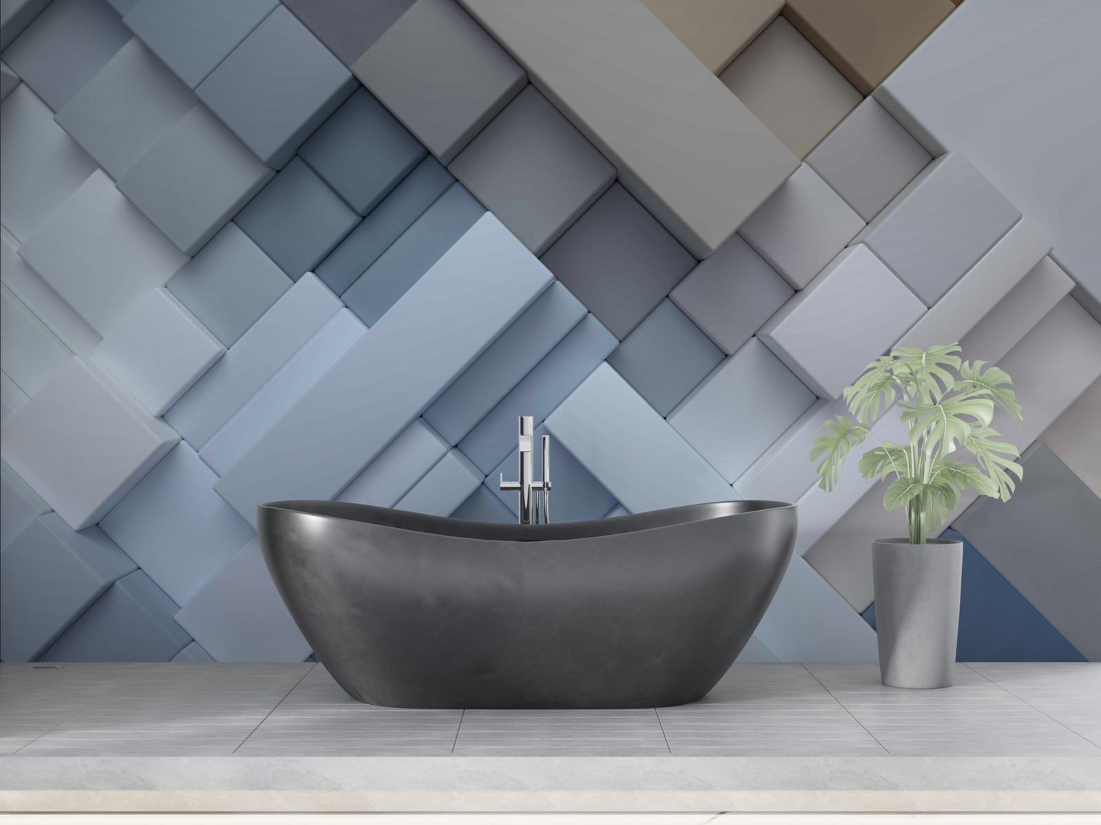 Fototapet pictură abstractă în culori albastre cu formă dreptunghiulară