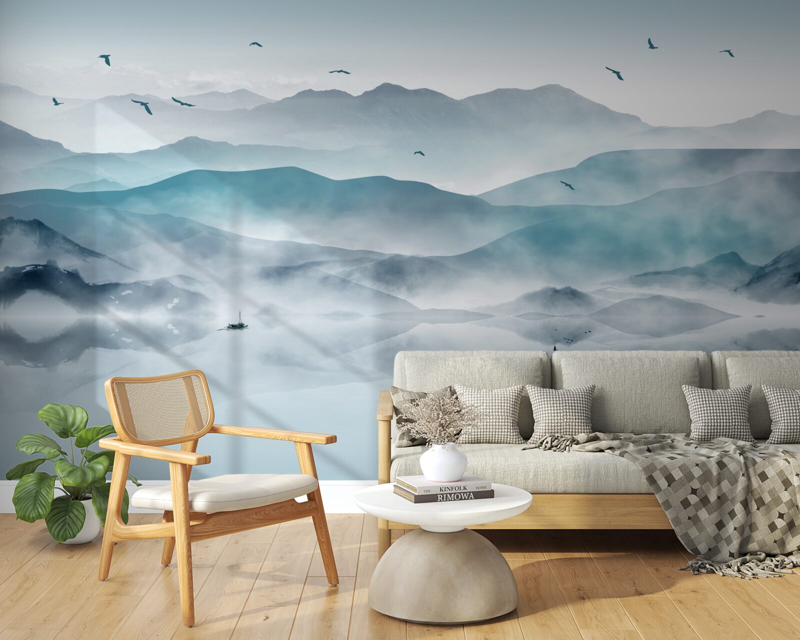 Fototapet marginea ceții cade la suprafața apei