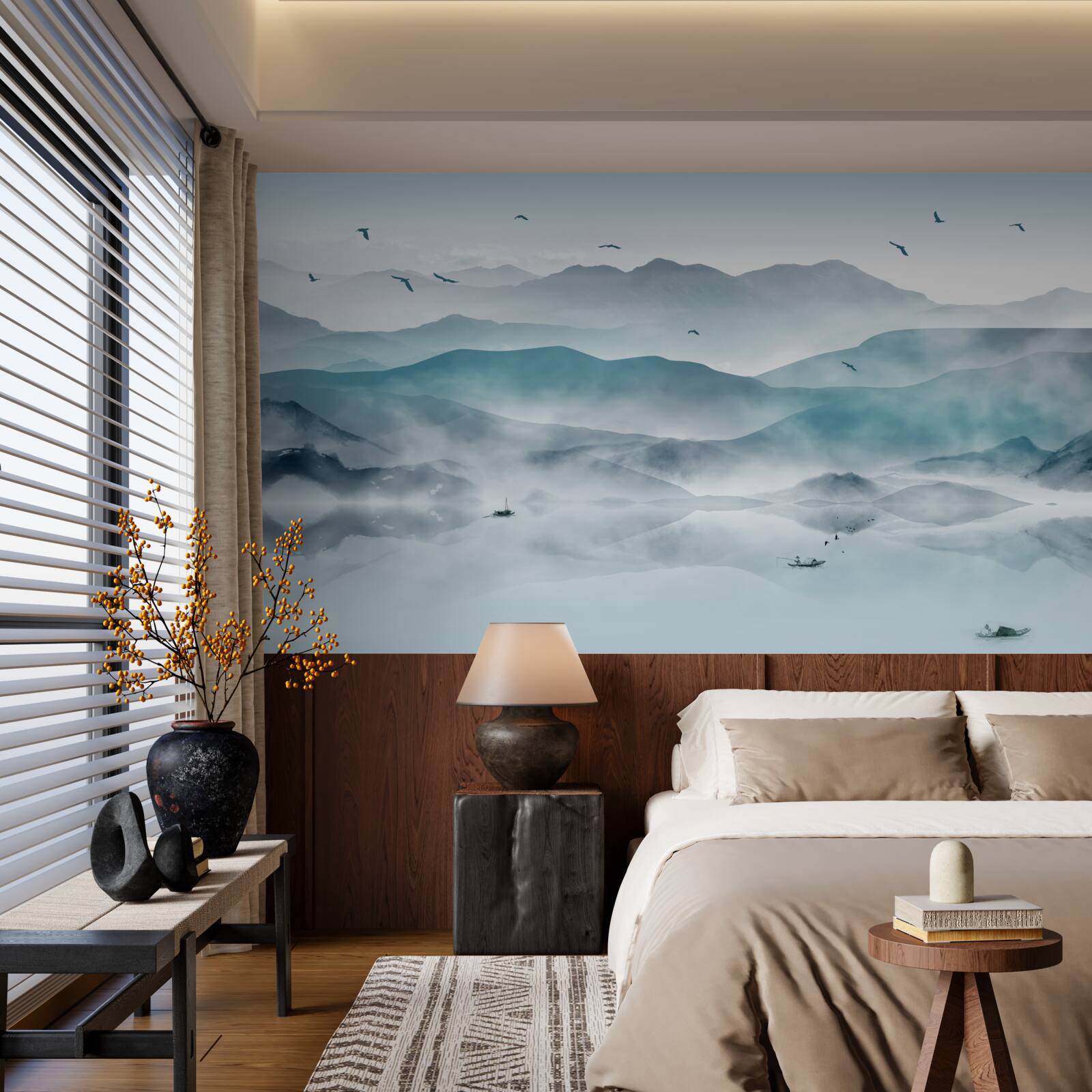 Fototapet marginea ceții cade la suprafața apei