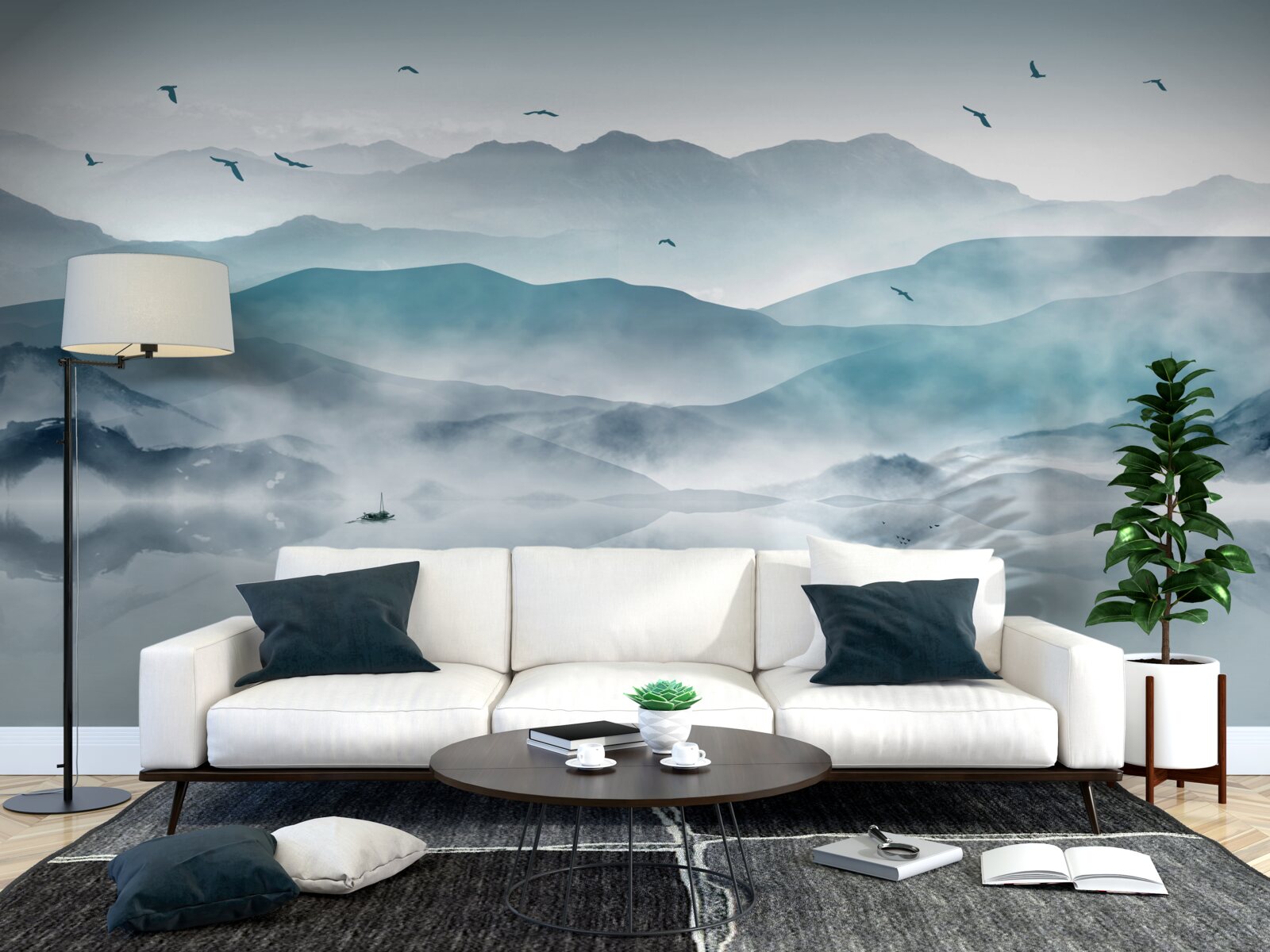 Fototapet marginea ceții cade la suprafața apei