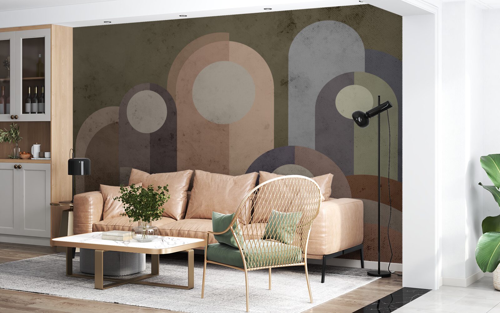 Fototapet pictura abstractă a plantelor de apă cu vopsele