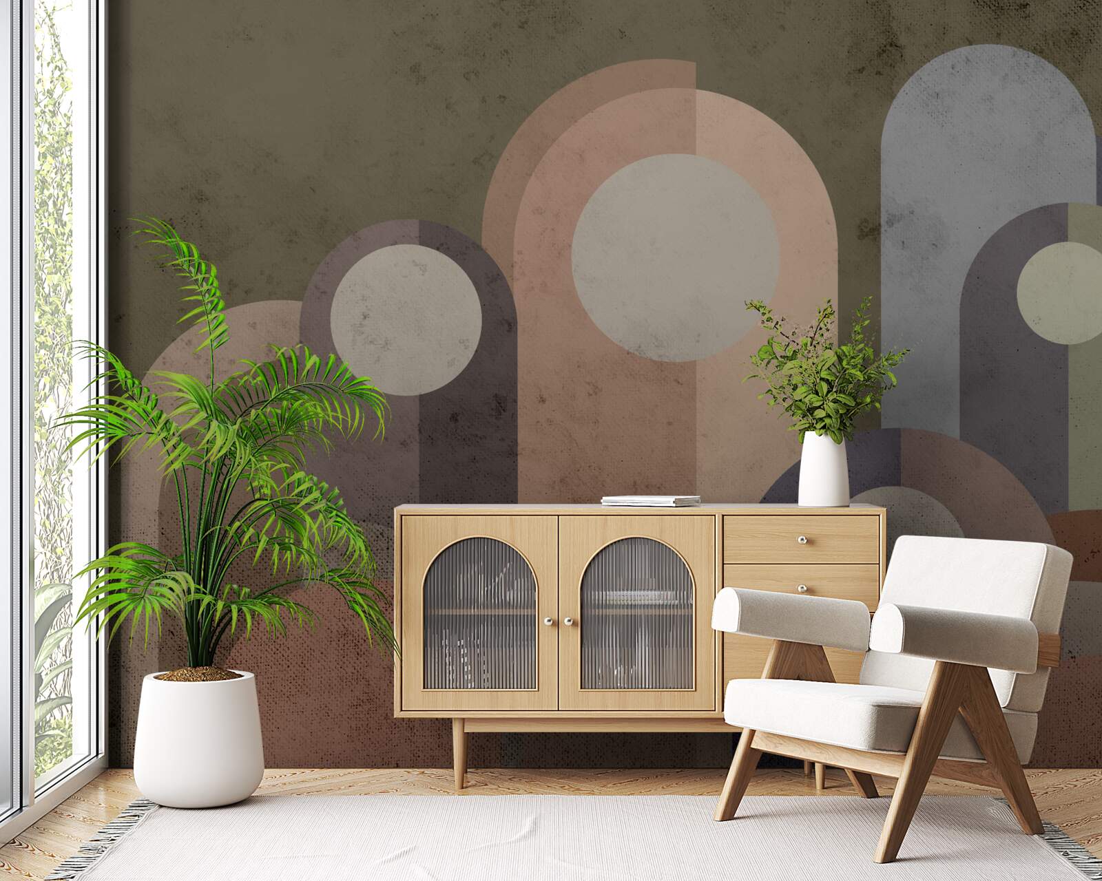 Fototapet pictura abstractă a plantelor de apă cu vopsele