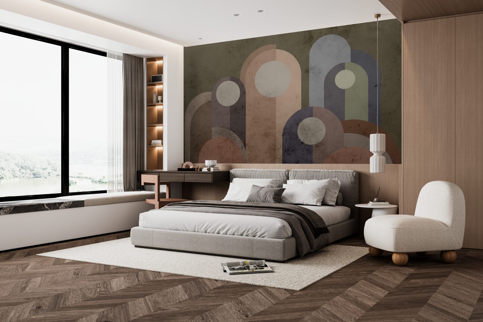 Fototapet pictura abstractă a plantelor de apă cu vopsele