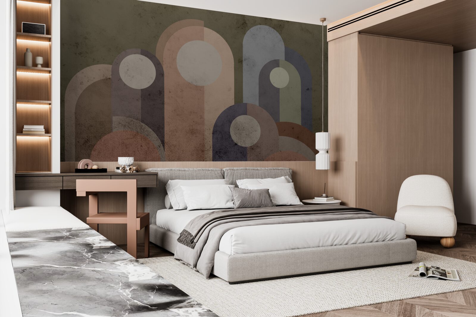 Fototapet pictura abstractă a plantelor de apă cu vopsele