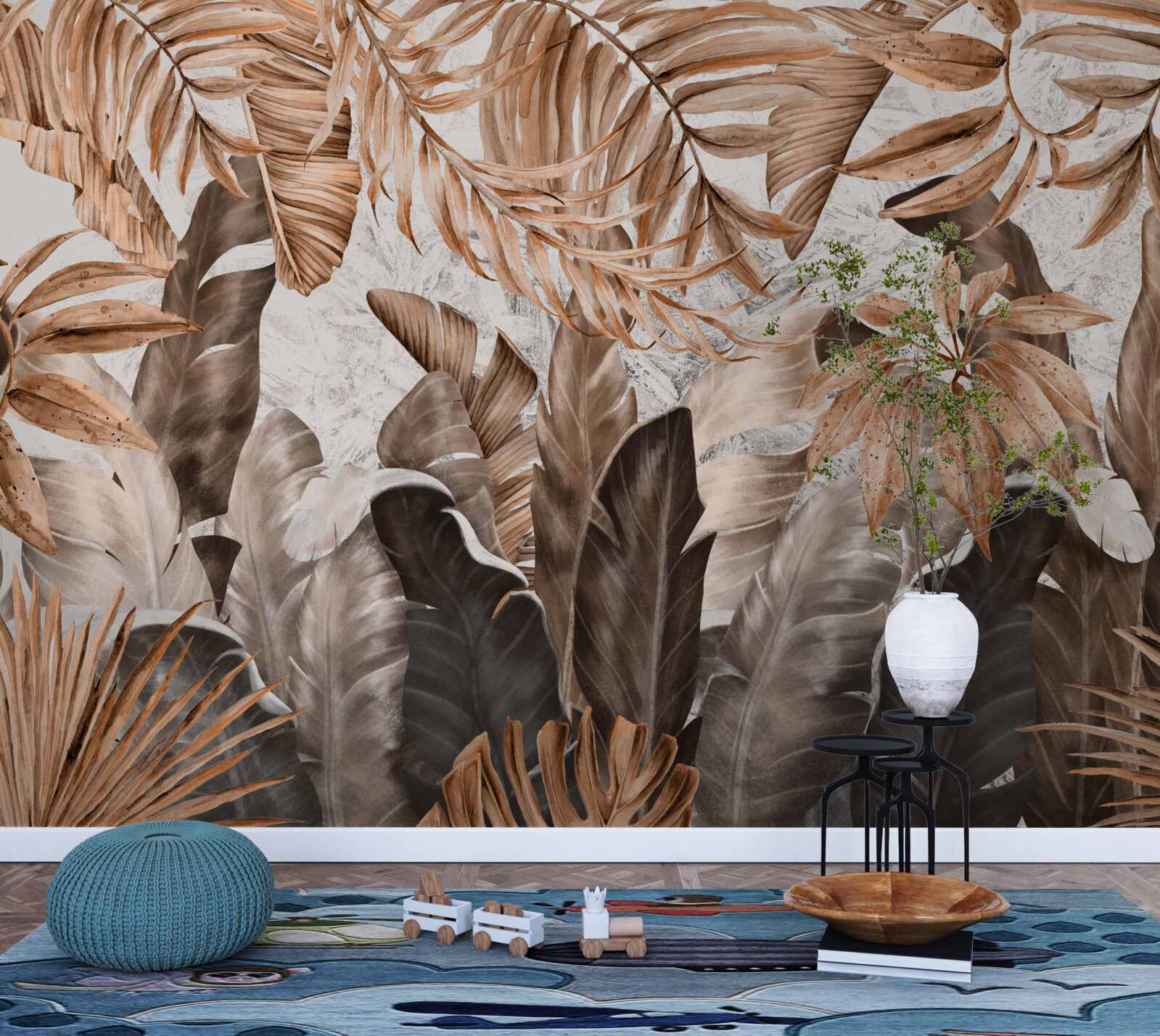 Fototapet frunze de cupru și maro