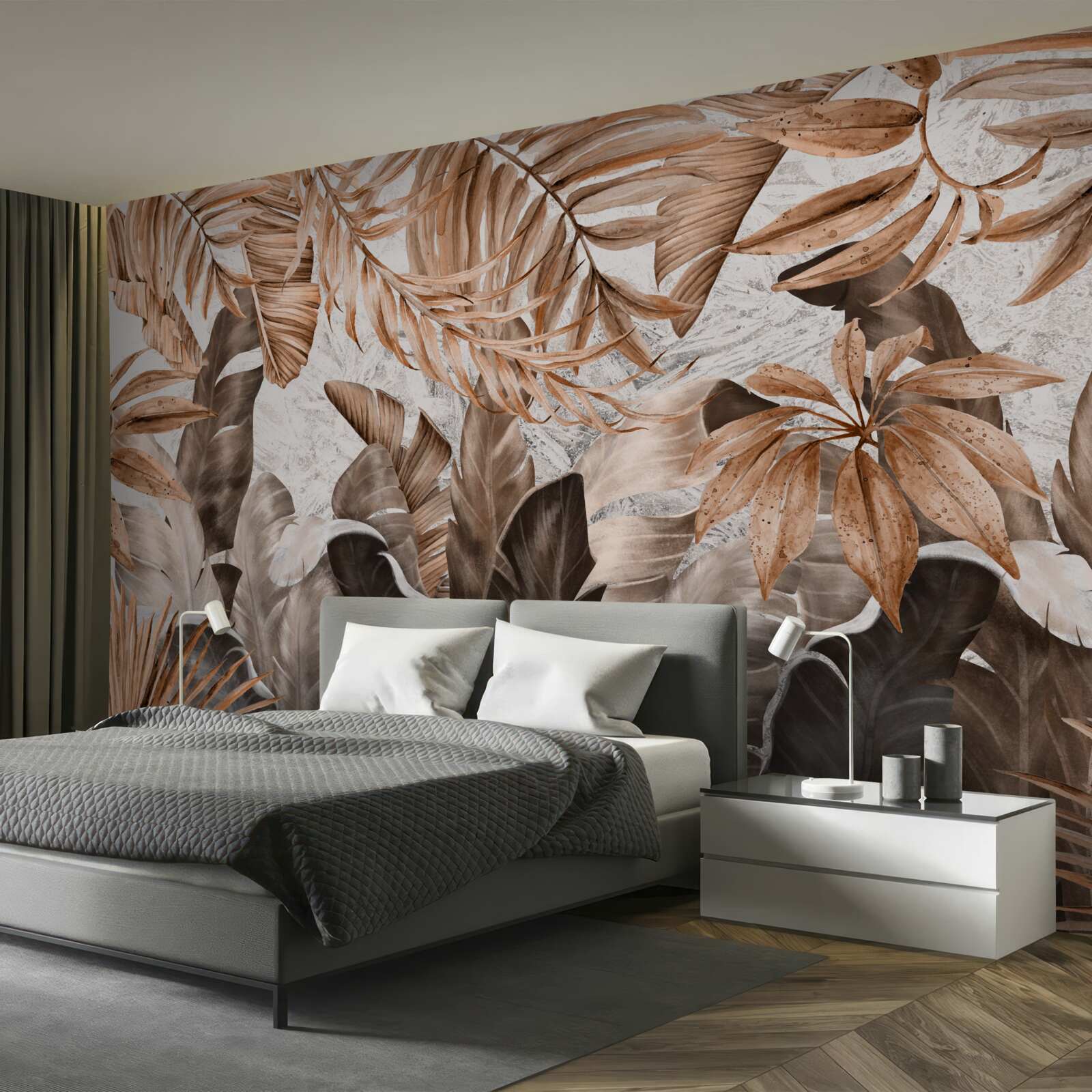 Fototapet frunze de cupru și maro