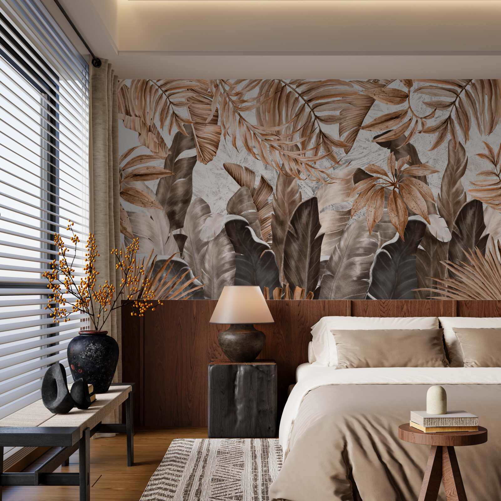 Fototapet frunze de cupru și maro