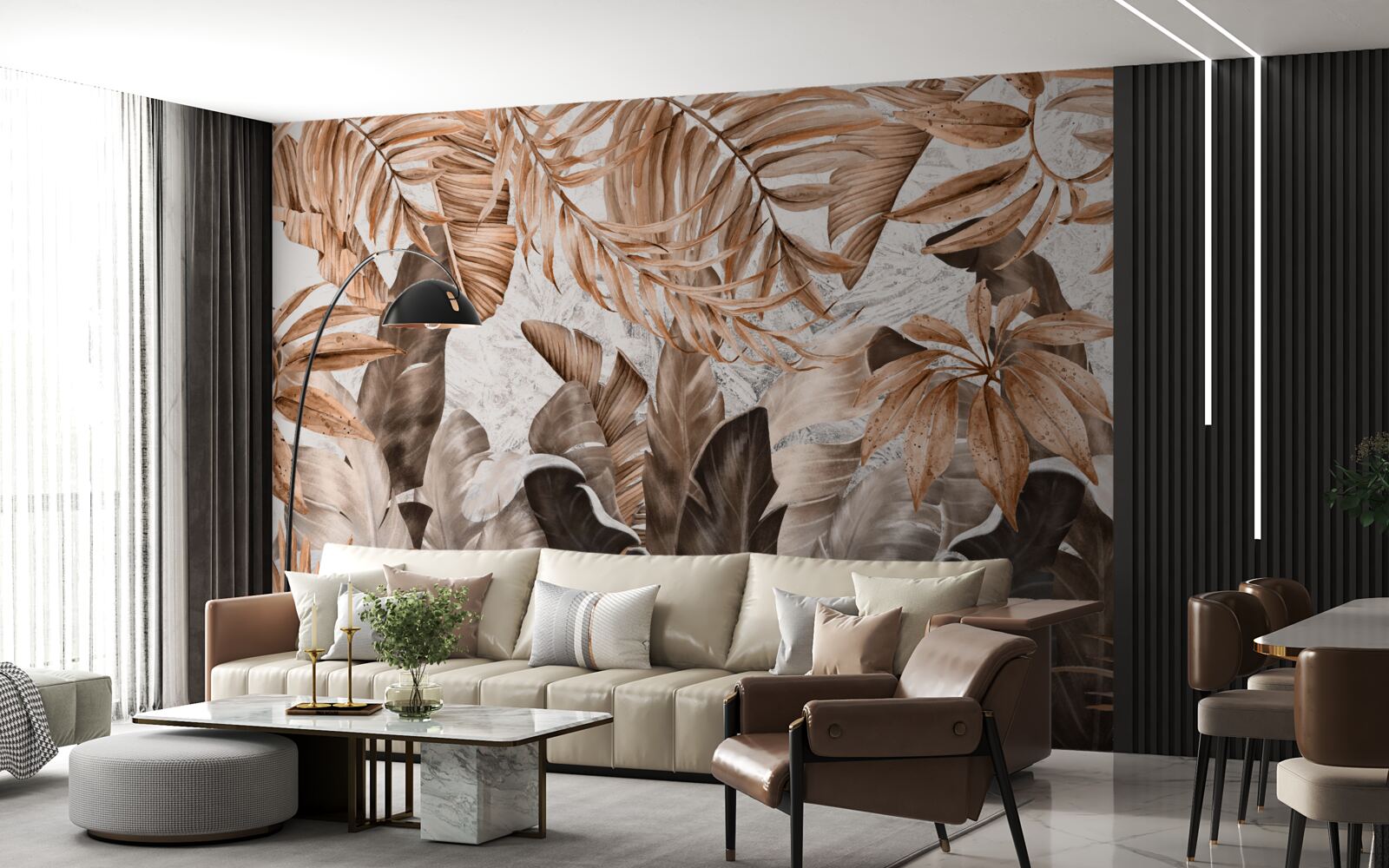 Fototapet frunze de cupru și maro