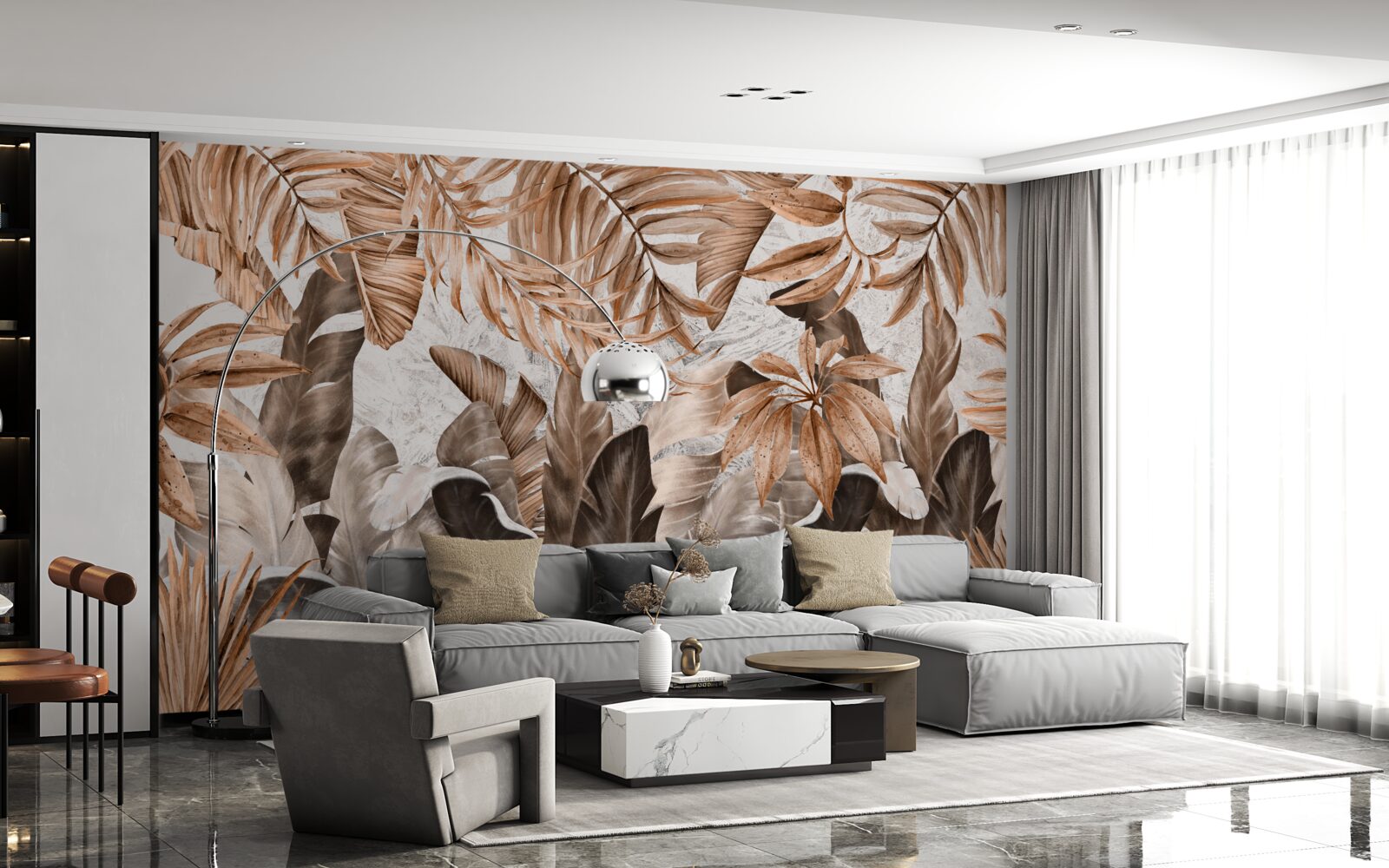 Fototapet frunze de cupru și maro