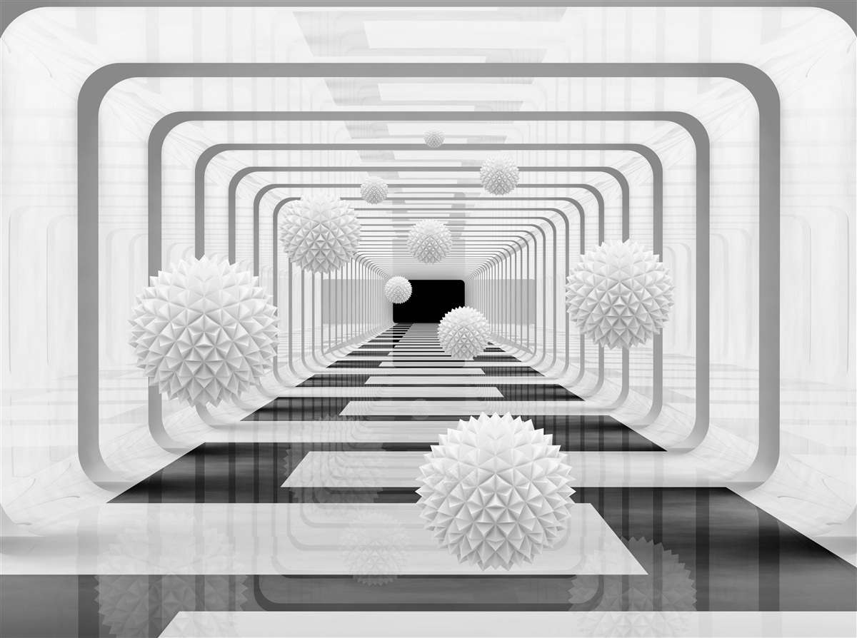 Fototapet infinit cu semicercuri și sfere de alabastru