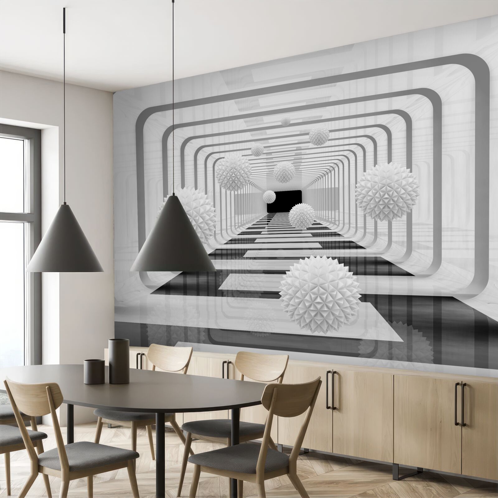 Fototapet infinit cu semicercuri și sfere de alabastru