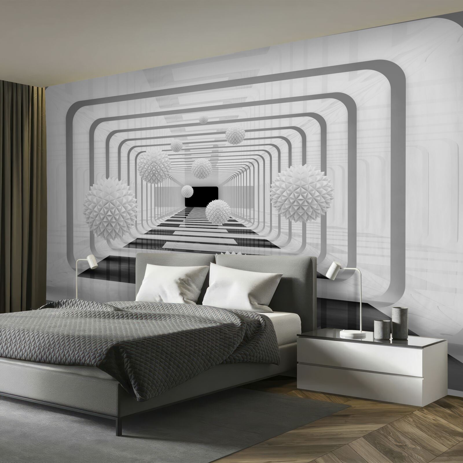 Fototapet infinit cu semicercuri și sfere de alabastru