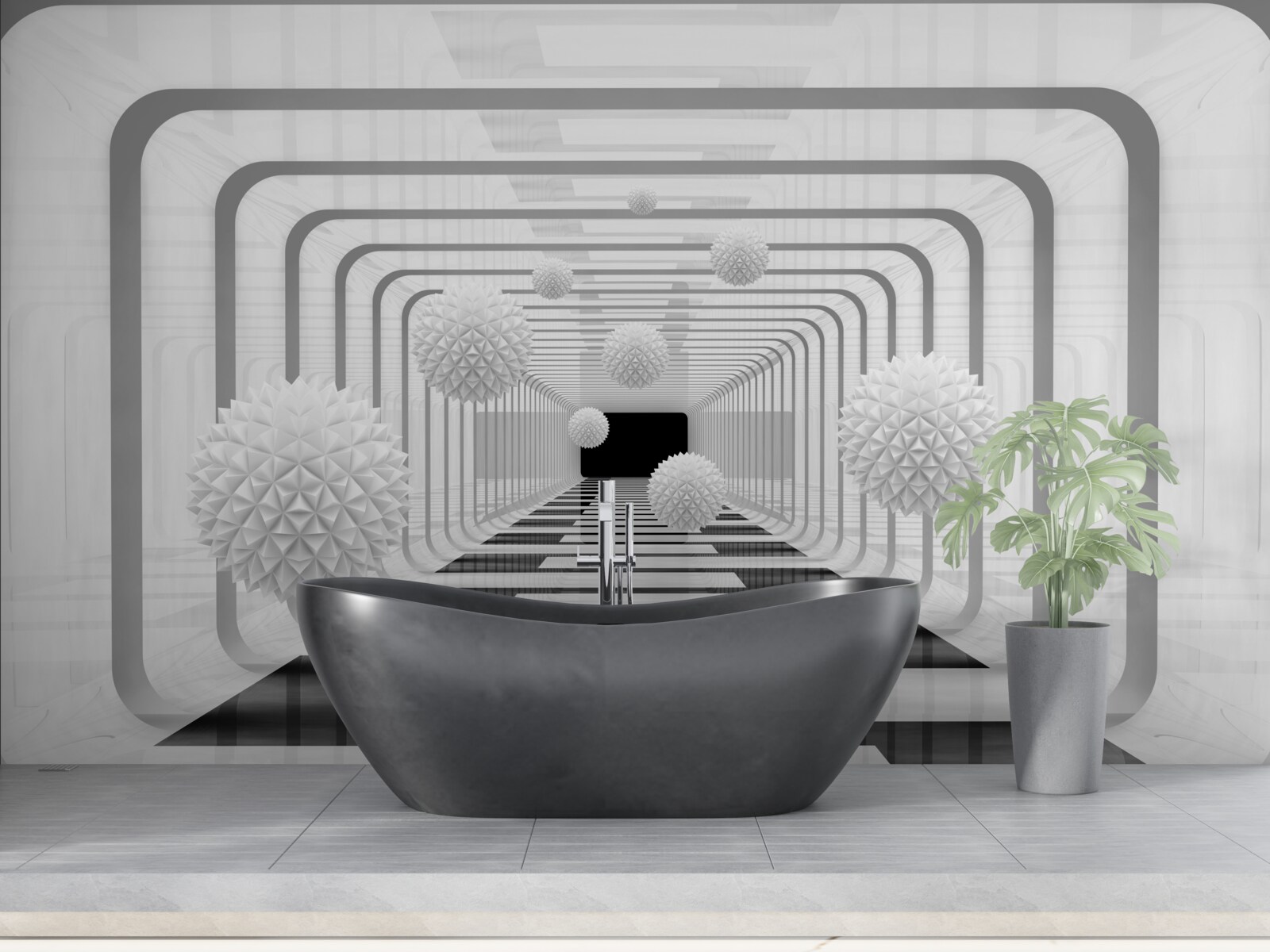 Fototapet infinit cu semicercuri și sfere de alabastru