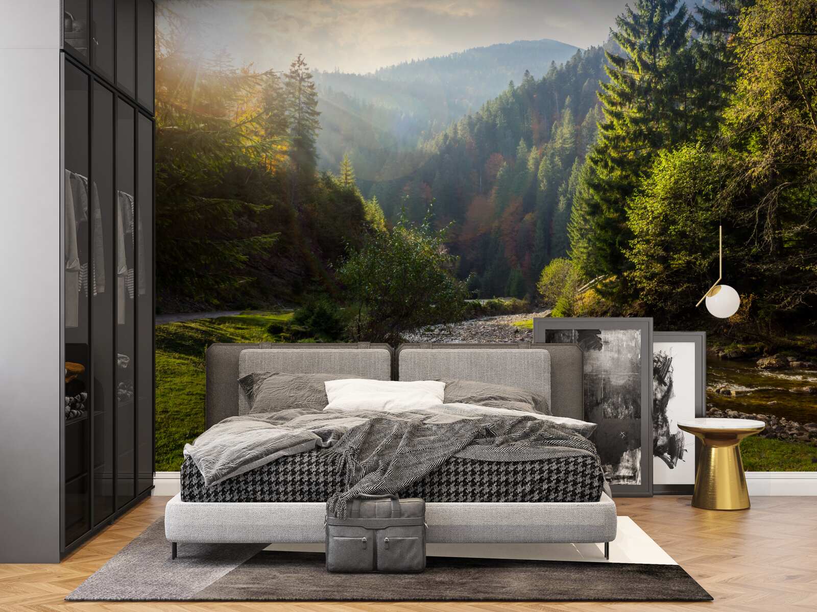 Fototapet traseu montan colorat la răsăritul soarelui