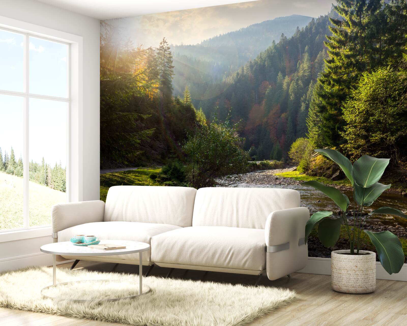 Fototapet traseu montan colorat la răsăritul soarelui