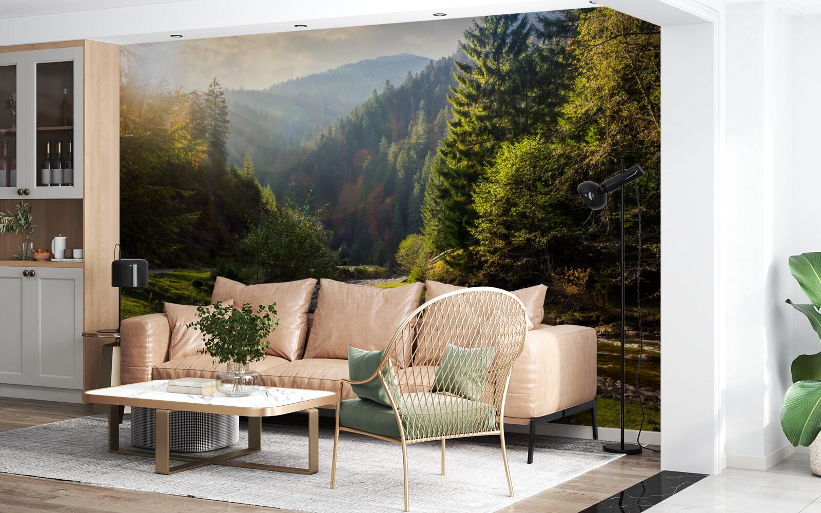 Fototapet traseu montan colorat la răsăritul soarelui