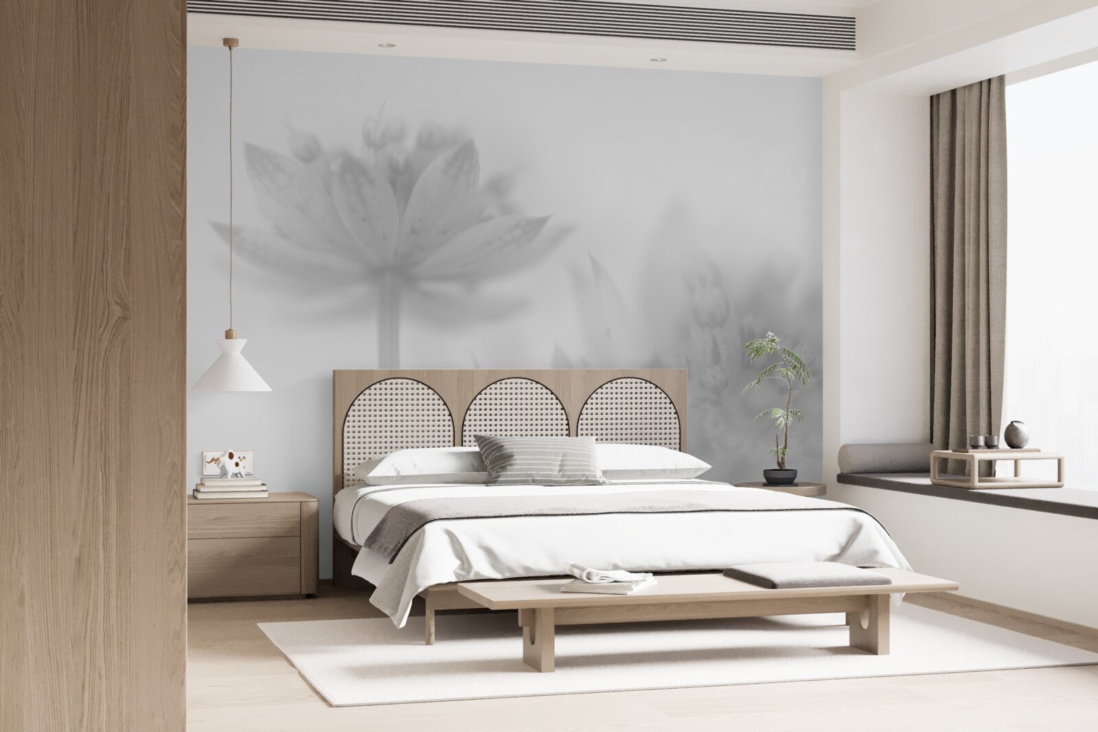 Fototapet lotuși în nuanțe de alb și negru