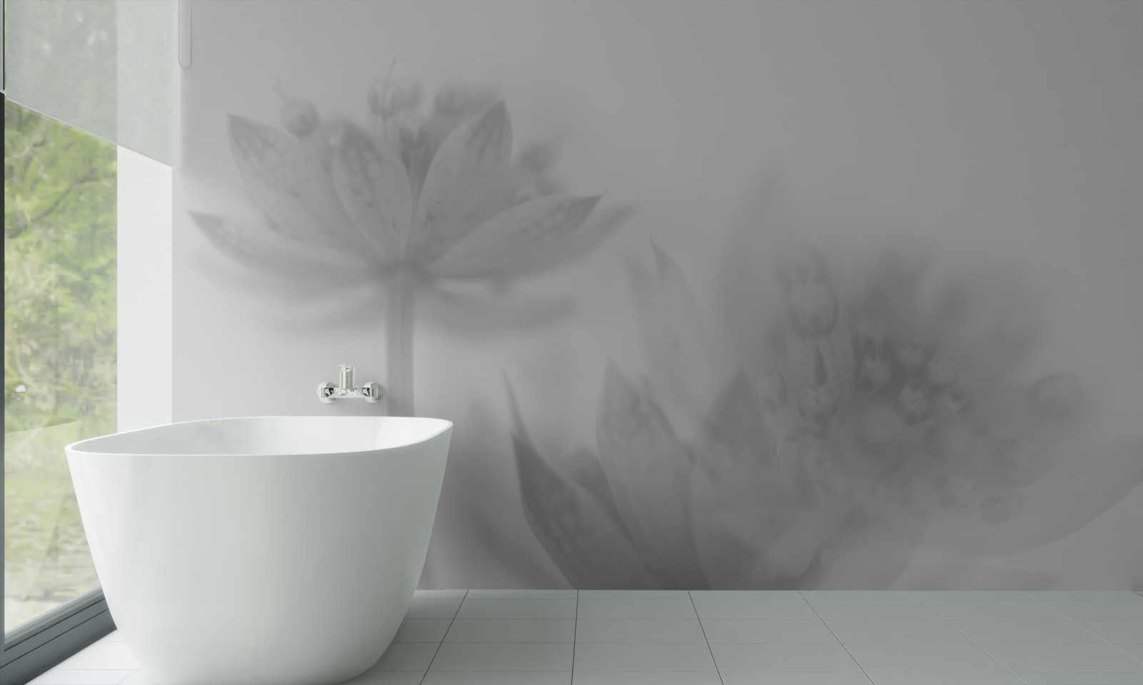 Fototapet lotuși în nuanțe de alb și negru