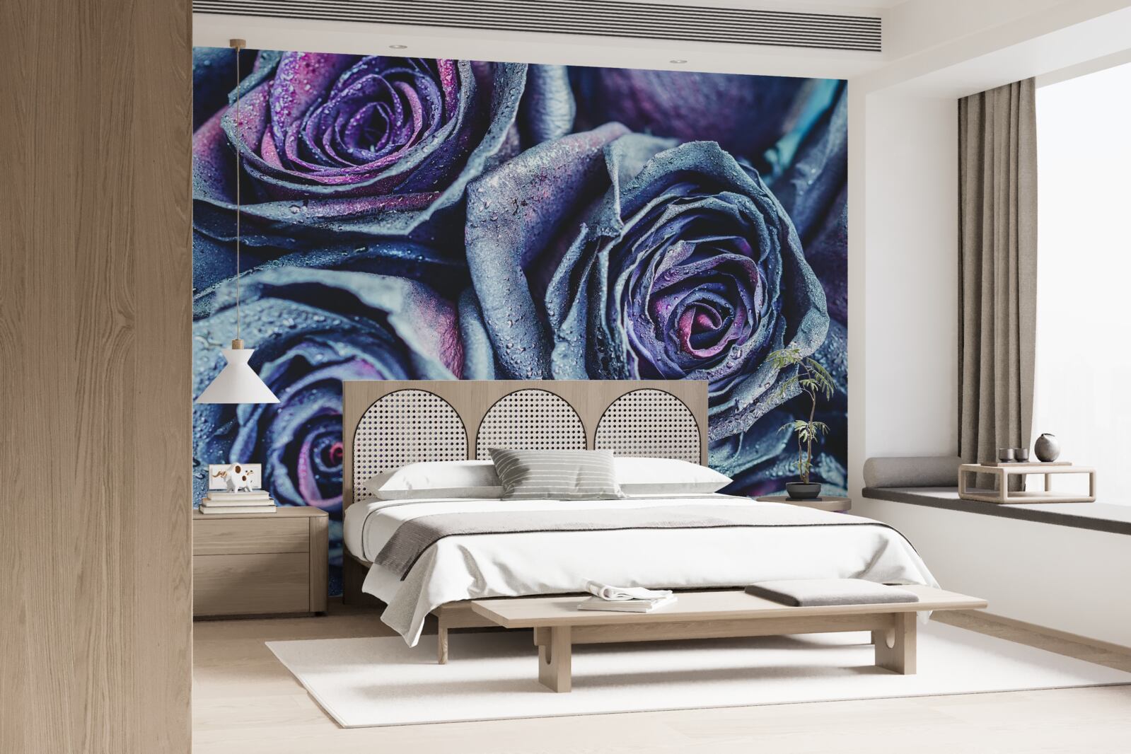 Fototapet buchet de trandafiri albi și mov