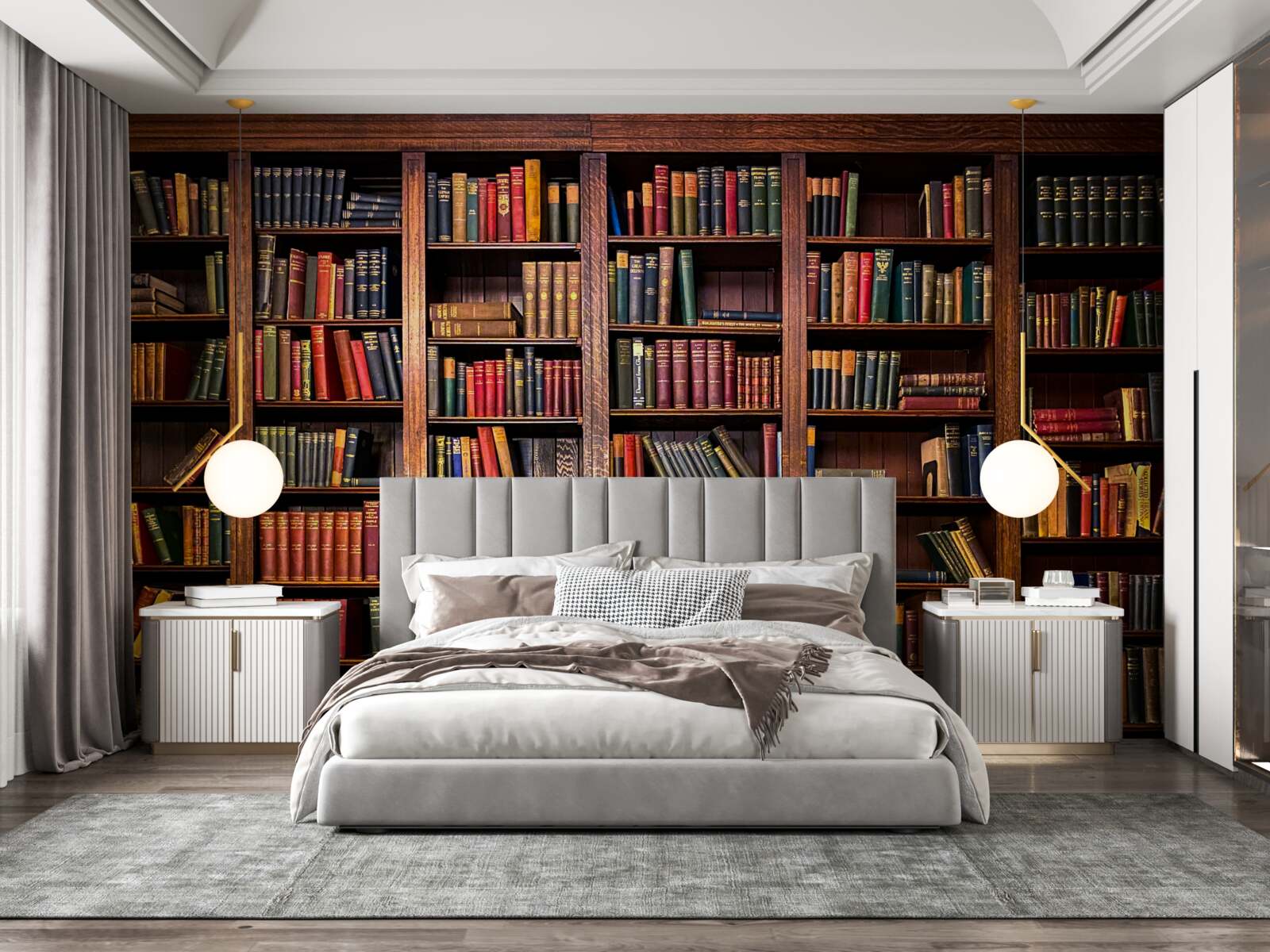 Fototapet bibliotecă extinsă cu cărți