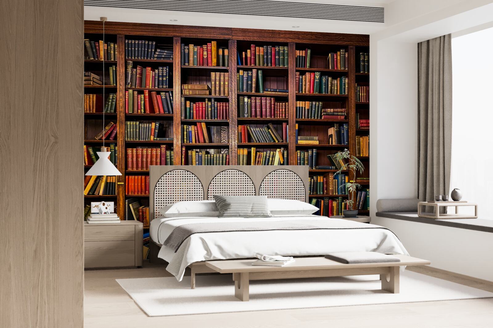 Fototapet bibliotecă extinsă cu cărți