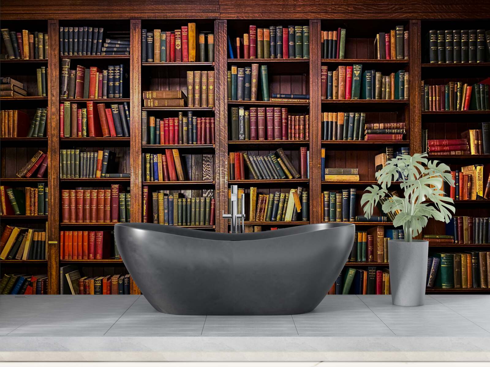 Fototapet bibliotecă extinsă cu cărți