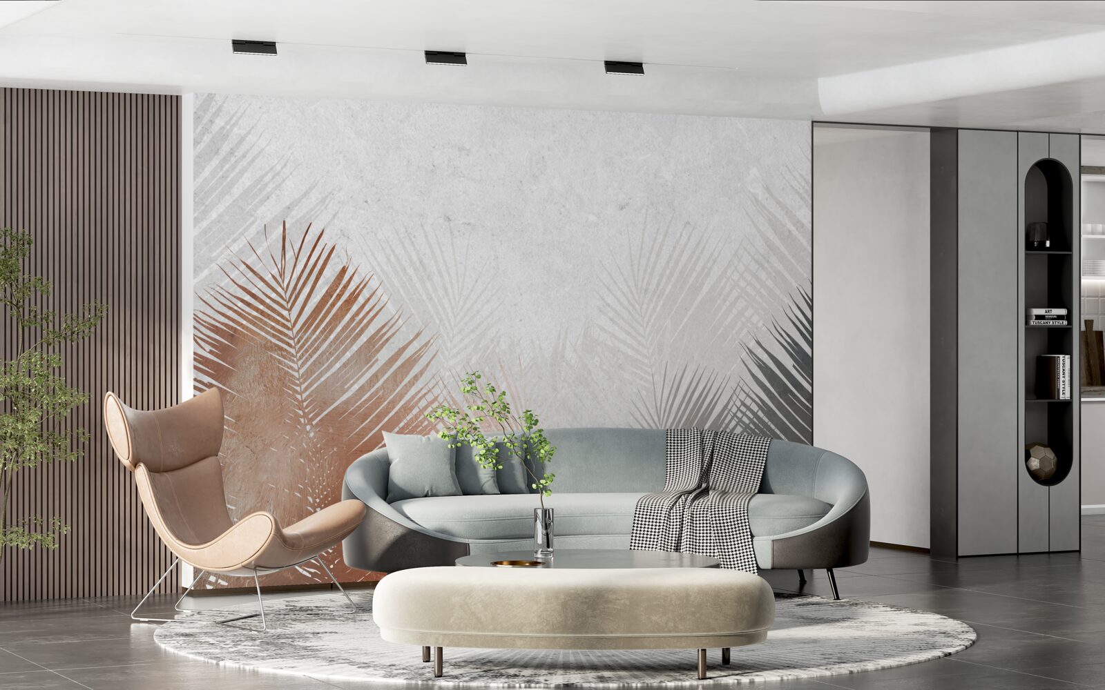 Fototapet abstracție de toamnă într-o pădure cețoasă