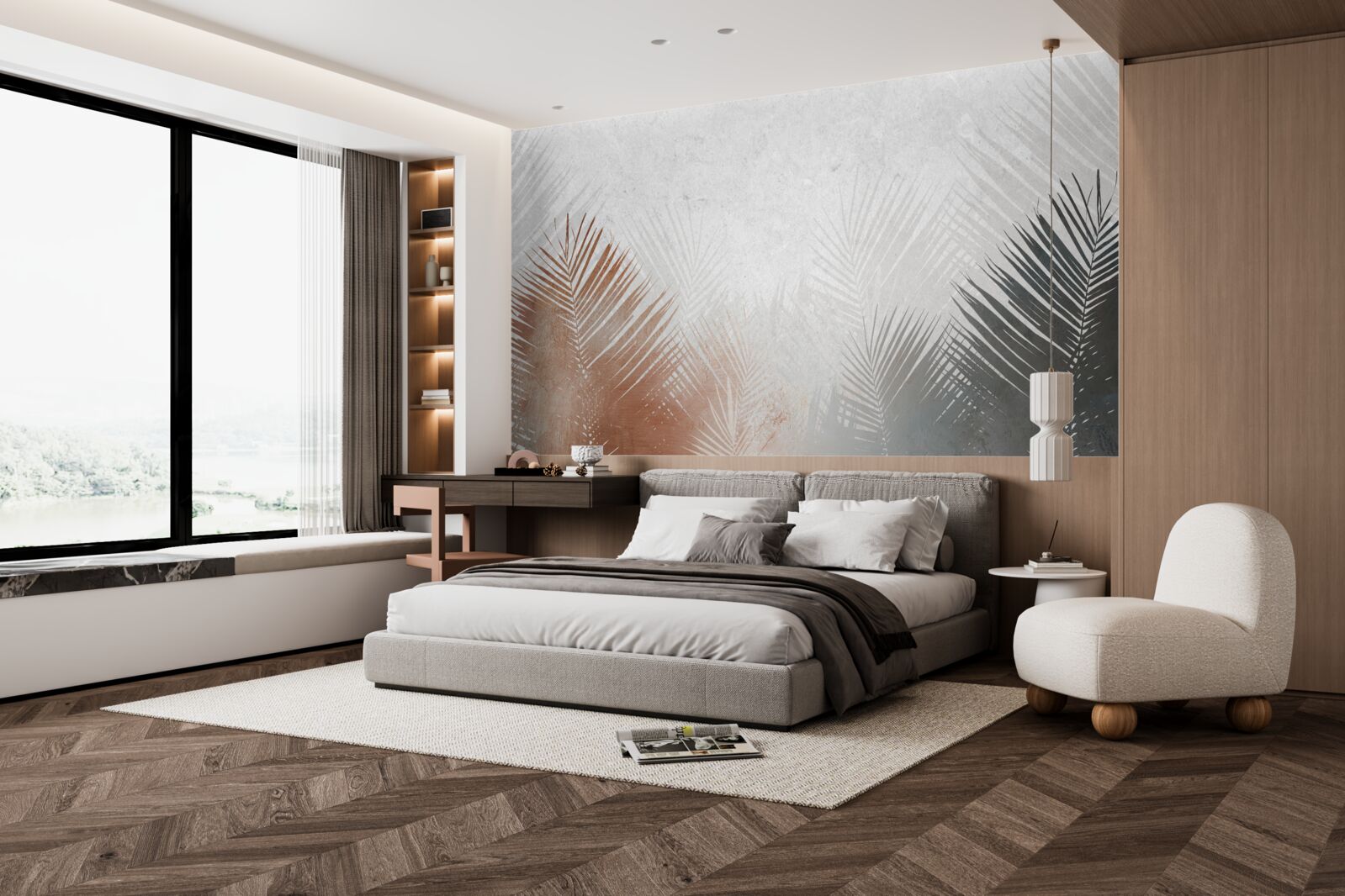 Fototapet abstracție de toamnă într-o pădure cețoasă