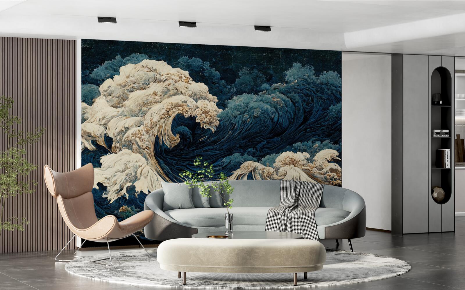 Fototapet imagine de valuri oceanice sub un cer de noapte