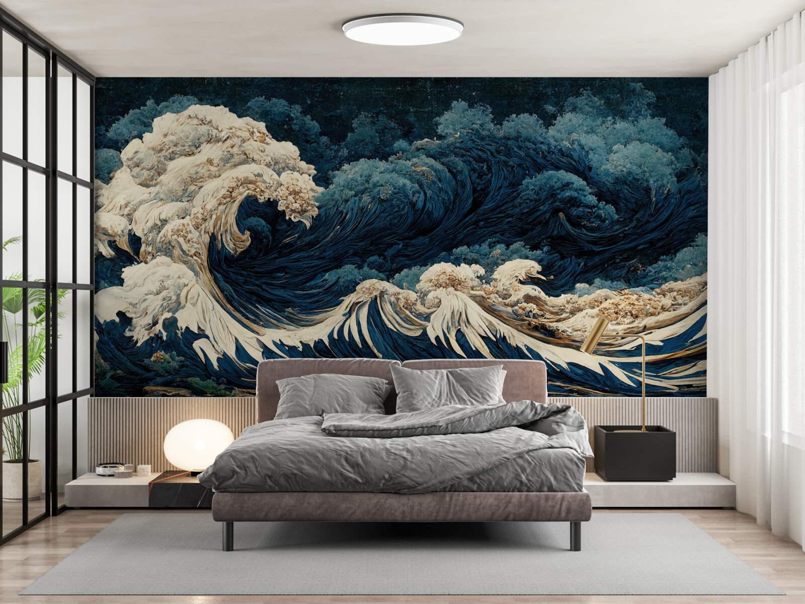 Fototapet imagine de valuri oceanice sub un cer de noapte