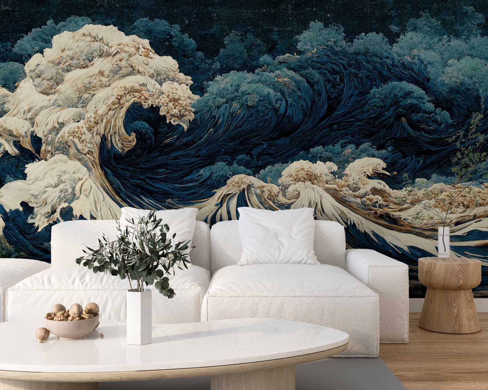 Fototapet imagine de valuri oceanice sub un cer de noapte